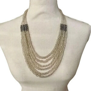 ZAD Jewelry Multicolor Braided Beaded Statement Necklace NWT Adjustable Strand